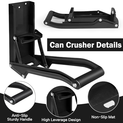 GYE 16 oz Metal Aluminum Can Crusher, Wall Mounted Heavy Duty Smasher for Aluminum Seltzer, Soda, Beer Cans And Bottles for Recycling, Gadgets for Home (Black)