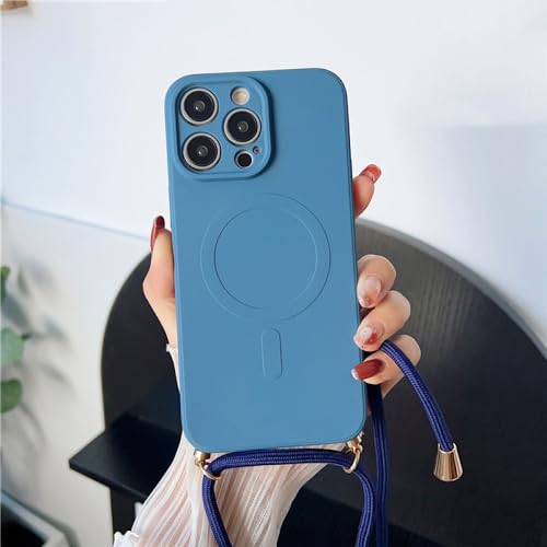 Coque silicone souple iPhone 11 bleu marine compatible induction et cordon