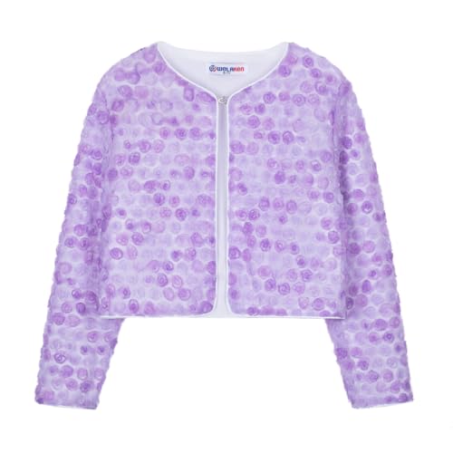 Image of Girls Cotton Knit Shrug Cardigan with Long Sleeve Ruffle Hem