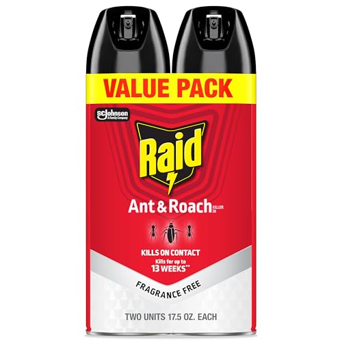 Raid Ant & Roach Killer, Fragrance Free Bug Killer for Home Use, Kills Bugs on Contact, 17.5 Oz, 2 Count
