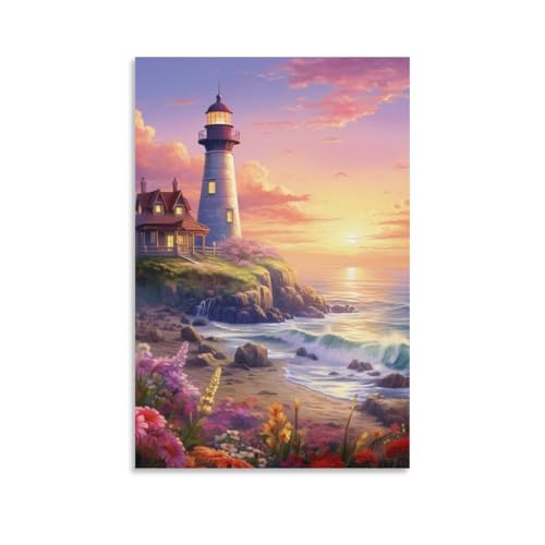 Tableau phare côtier évocation maritime pour un intérieur serein