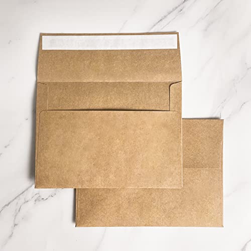 A7 Brown Kraft Paper Invitation 5 x 7 Envelopes - 50 Pack,Self Seal,For 5x7 Cards| Perfect for Weddings, Invitations, Baby Shower| Stationery For General, Office | 5.25 x 7.25 Inches