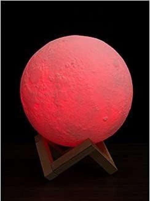 Image of 3D Moon Lamp LED Night Light for Romantic Night Mood Lighting with PVC Stand Brightness for Beautiful Indoor Lighting in Bedrooms and Kids' Rooms Gifts for Woman (Pink)