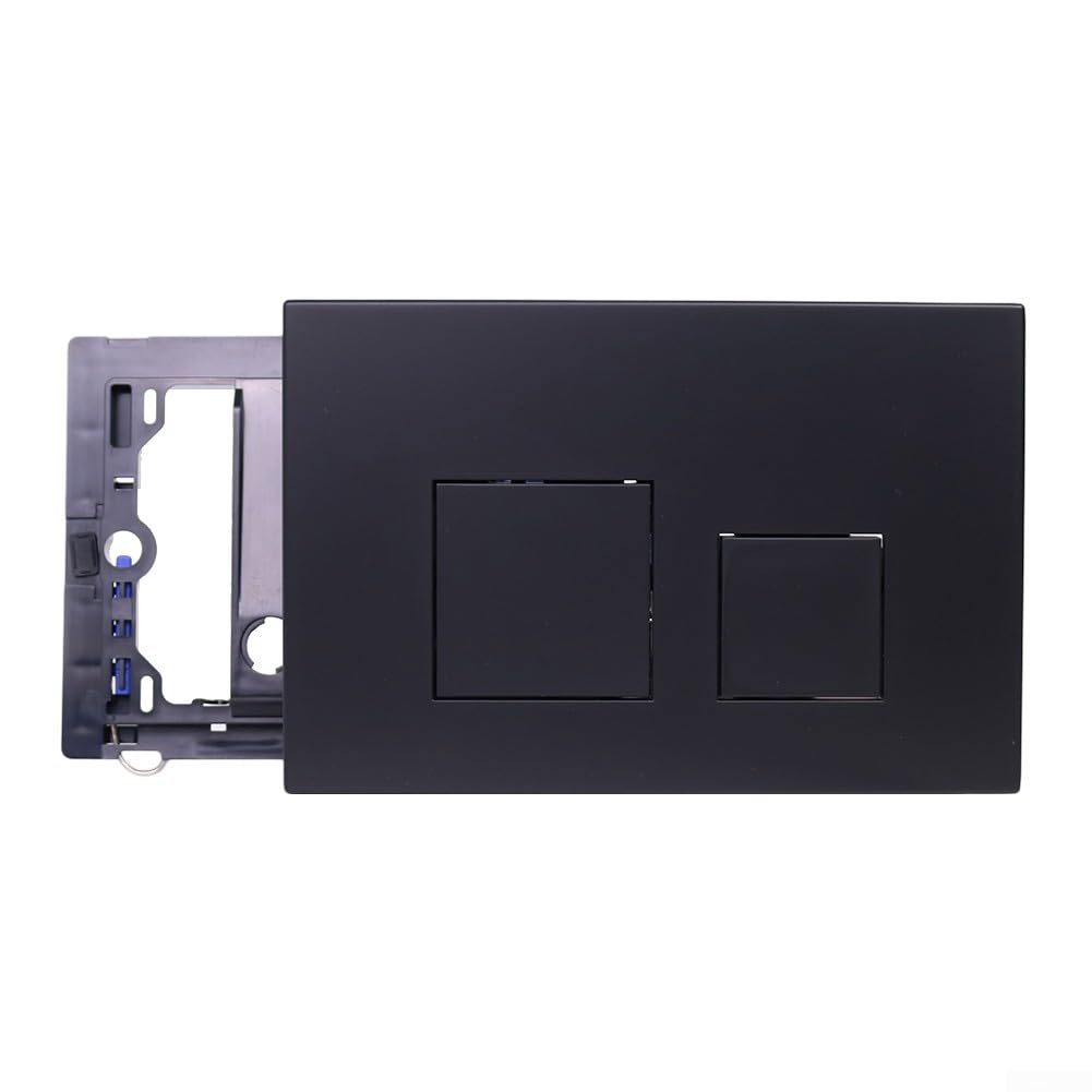Toilettenspülung mit zwei Drucktasten, Doppelspülplatte, Toilettenspülknopf-Ersatz, Betätigungsplatte, Druckplatte(Black)
