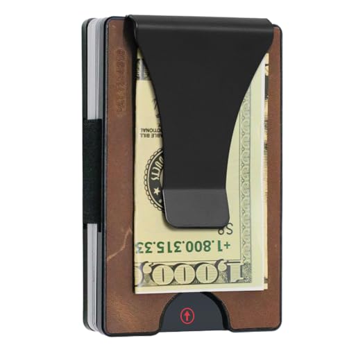 Storus Smart Wallet Leather, Slim Minimalist RFID Blocking Card Holder Money Clip for Men, Gift, Groomsmen, Graduation - Brown2
