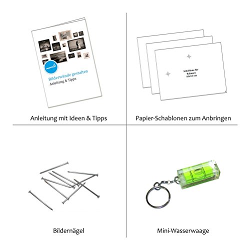 PHOTOLINI Bilderrahmen 20x20 cm Holz Weiß Landhaus-Stil, 3er Set Holz-Rahmen, Made in Germany, Echtglas, zum Aufhängen, mit Zubehör - perfekt für Familienfotos & Urlaubsbilder – Bild 6