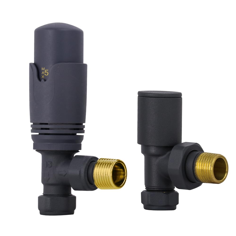 WarmeHaus Designer 15mm Angled Thermostatic and Manual Heating Radiator and Towel Rail Valves