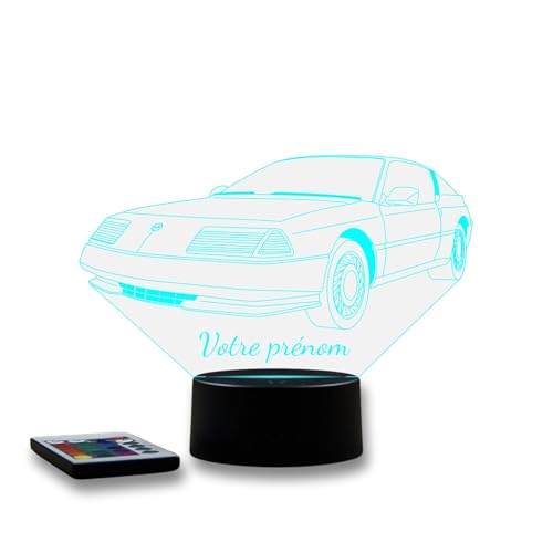 Lampe 3D Alpine Renault GTA veilleuse LED personnalisée avec télécommande