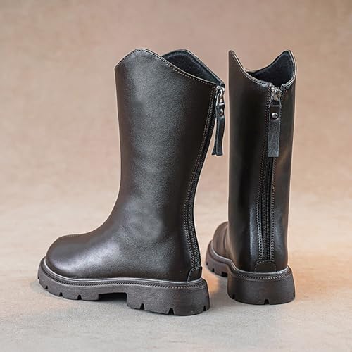 IWIHMIV Toddler Girls Western Boots Mid Calf Cowboy Boot Non Slip Kids Round Toe Riding Shoes Party Dress Up4