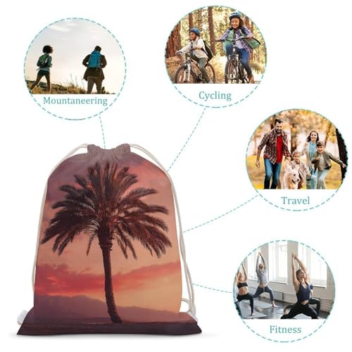 Drawstring Bag Backpack Sunset Palm Tree Sackpack Foldable String Bags Sports Gym Bag for Shopping Yoga3