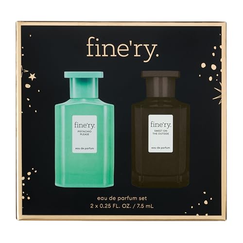 Image of Fine'ry Mini Perfume Set for Women - Pistachio Please & Gourmand Vanilla Sweet on the Outside, Long-Lasting Splash Parfum, Hair & Body Cologne Fragrance, Vegan (7.5ml)