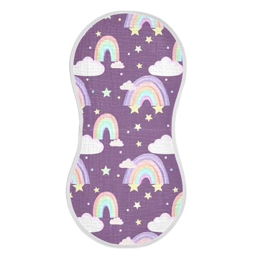 xigua Rainbows Muslin Baby Burp Cloths Set of 4, Super Soft & Absorbent Burping Rags, Cotton Burp Clothes Shower Gift for Newborn, Baby Girls and Boys