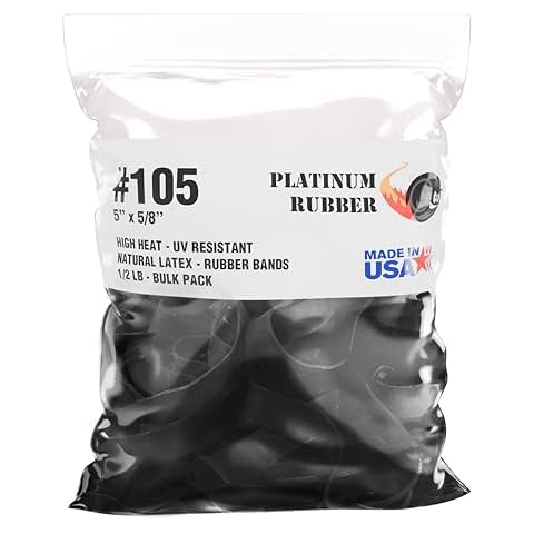 Black #105 Extra Wide Large Premium Outdoor Rubberbands, Made in USA, High Heat UV Resistant Platinum Rubber Crepe Band (5" Long x 5/8" Wide) 60pcs per Pound Natural Latex (0.50, Pounds) Cover