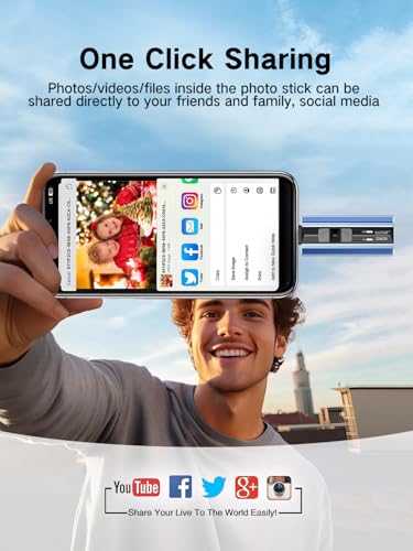 Image of EATOP 256GB Flash Drive Intended for Phone Tablet Androidphone and Computers, 4 in 1 Photo Stick for Phone Memory Storage Easily Backup Photos Videos, Plug and Play, No App Required (Navy Blue)