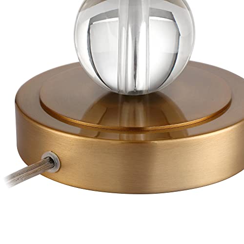 Vienna Full Spectrum Halston Modern Buffet Table Lamps Set Of 2 With Dimmer 32 1/2" Tall Brass Metal Stacked Crystal Off-White Fabric Drum Shade For Living Family Room Dining House Home Office #TOP6