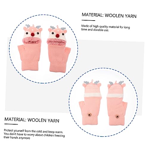 Flip Gloves Half Boy Snow Winter Mittens for Knitted Cartoon Mittens Christmas Winter Gloves Fingerless3