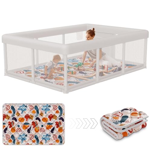 Baby Playpen 74"x50" Play Pens for Babies and Toddlers, Large Pla...