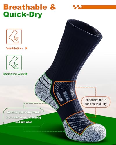 Hiking Socks - Winter Thermal Merino Wool Socks for Men & Women - Thick Crew Socks for Hunting Work4