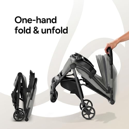 Image of Mompush Lithe V2 Lightweight Travel Stroller Snack Tray Included, Grey