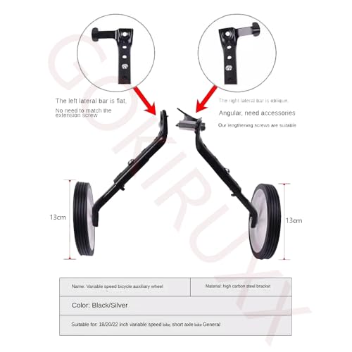 Ruedas de Entrenamiento Ajustables para Bicicletas Infantiles de 18, 20, 22 y 24 Pulgadas, con Velocidades Variables, Kit Montado de Alta Resistencia para Bicicletas de Montaña (Negro) miniatura 2