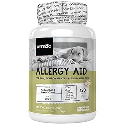 Animigo Allergy Aid For Dogs - 120 Dog Itchy Skin Tablets - Helps Relieve Skin, Food and Seasonal Allergies - Natural Immune & Digestive System Support - Chicken & Bacon Flavour - Made In UK