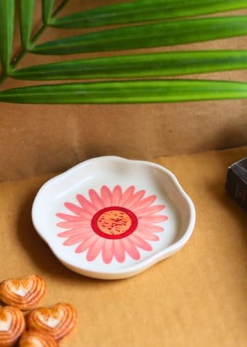 Image of WEAVING HOMES Flower Handmade Dessert Plate, Size: 11 cm Microwave & Dishwahsher Safe (Set of 1)