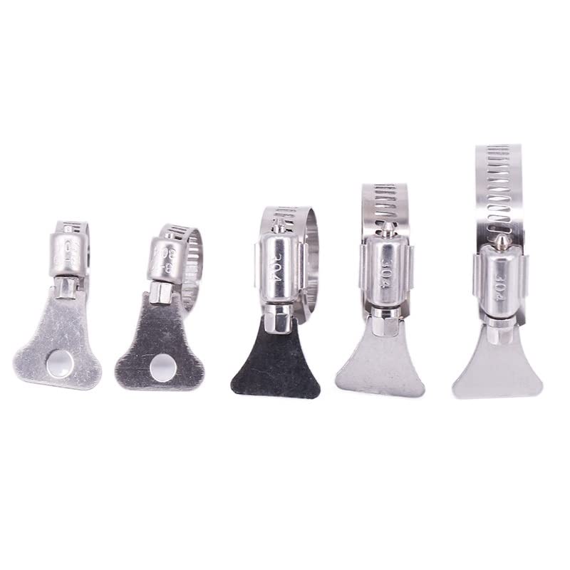 50 Colliers de Serrage Pour Tuyaux, Diamètres 8-12 Mm / 10-16 Mm / 13-19 Mm / 16-25 Mm / 19-29 Mm, Avec Poignée, En Acier Inoxydable 304/Color/35-51Mm