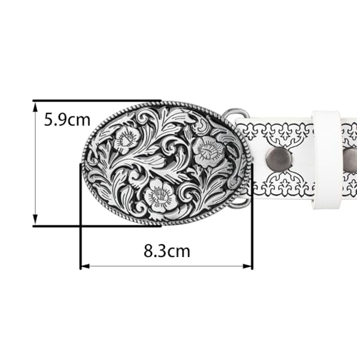 Western Cowboy Belts for Men Women, Country Cowgirl Belt Engraved Buckle Embossed Belt for Jeans Rodeo2