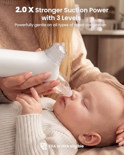 Image of GROWNSY SniffEase Spa 3-in-1 Nasal Aspirator for Baby - Spray, Suction & Mist, Hospital-Grade Powerful Electric Nose Suction with Soothing Light & Music, Larger Chamber (Light Grey)