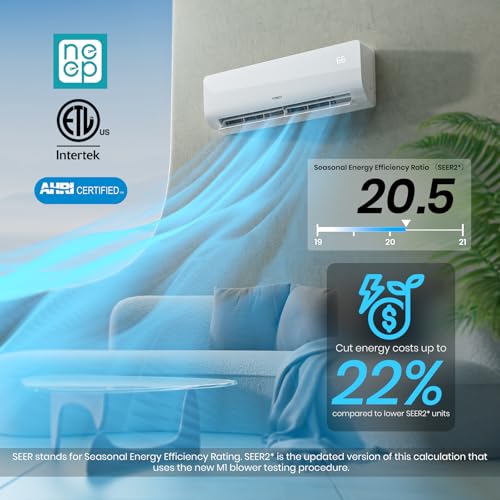 Image of TOSOT 9,000 BTU Mini-Split Air Conditioner, Wifi Enabled Ductless Inverter Split System AC Unit Heating System, Compatible with Alexa - 20.5 SEER2 230V