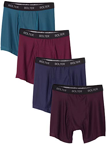 Bolter Men's Nylon Spandex Performance Boxer Briefs (Small, Dark Night)