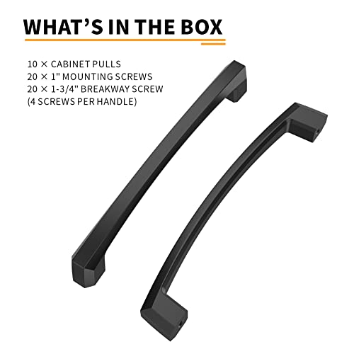 Image of 10 Pack 4 Inch Matte Black Cabinet Pulls Kitchen Cabinet Handles Kitchen Handles for Cabinets Cupboard Handles Black Drawer Pulls Cabinet Hardware