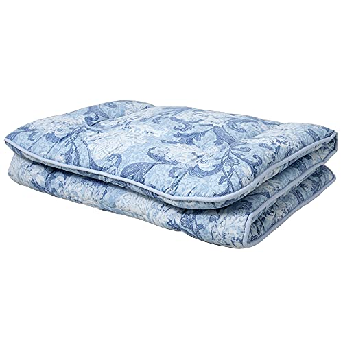 アイリスプラザ 敷き布団 日本製 洗えて清潔 抗菌 防ダニ 防臭 夏の寝汗対策 蒸れにくい 固綿使用 体圧分散 軽量 三つ折り シングル ペイズリー柄/ブルー