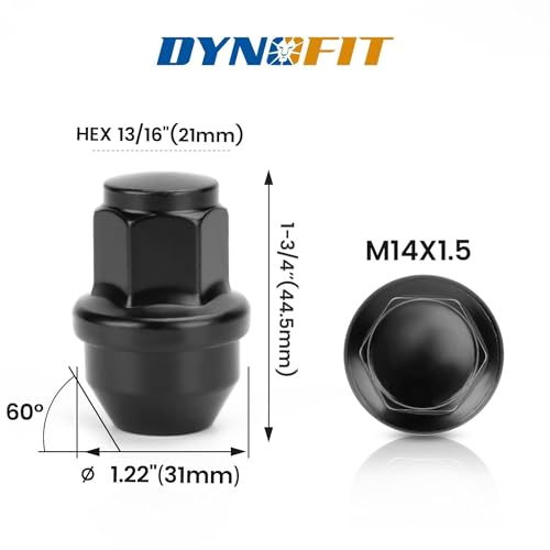 Image of Dynofit 5pcs 14x1.5 OEM Lug Nuts for 2015-2024 F150, One-piece Stock Lugnuts Compatible with Ford Expedition F-150 Lincoln Navigator 2016-2018 /2019-2024, 14mmx1.5 Factory Tuner Nuts Replace OE#611008