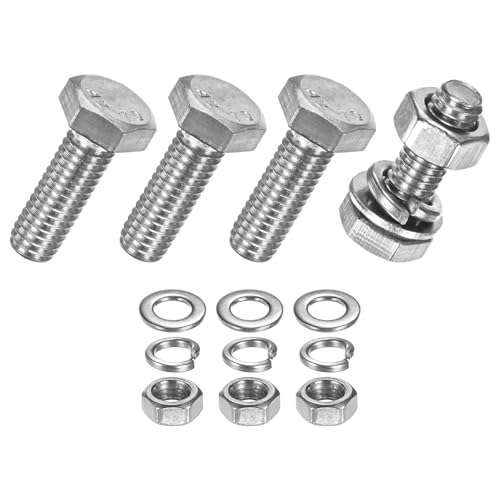 M METERXITY 4-Pack Hex Head Screw Bolt with Nuts Flat &amp; Lock Washers M6x18mm Stainless Steel Bolts and Nuts Kit Fully Threaded Metric Bolt Assortment for Equipment/Machinery