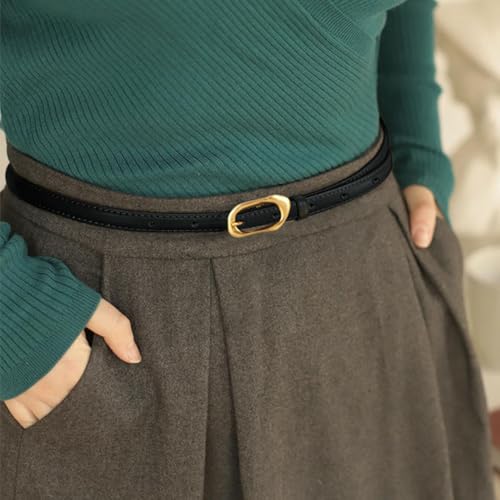 Genuine Leather Skinny Belt For Men & Women, Comfort Waistband For Casual And Outdoor Styles, 0.6" Width4