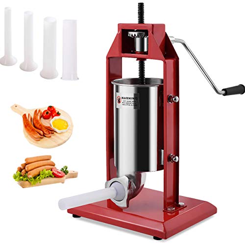 RELAX4LIFE Wurstmaschine 3 L manuell inkl. 4 Füllrohre, Elite-Hochleistungs-Füllstoff für den gewerblichen Einsatz…