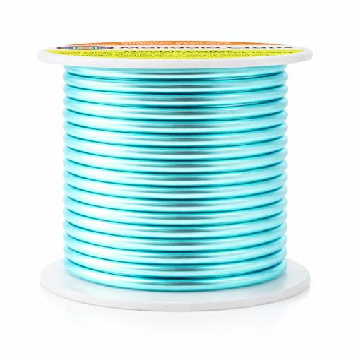 Image of Mandala Crafts 8 Gauge Anodized Aluminum Craft Wire for Jewelry Making - 32 FT Colored Flexible Turquoise Wire - Bendable for Bonsai Armature Crafting Sculpting