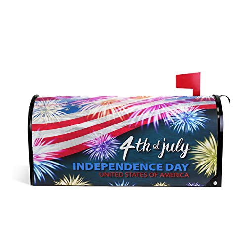 ALAZA Independence Day Holiday 4th of July Magnetic Mailbox Cover MailWraps Garden Yard Home Decor for Outside Standard Size-18