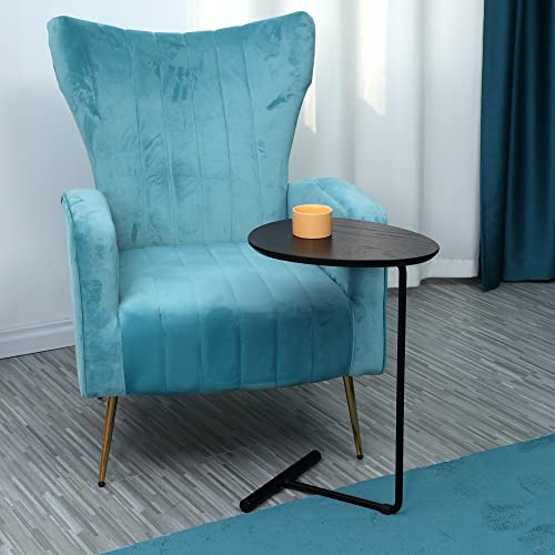 C Table,Couch Tables That Slide Under,C Shaped Side Table,Sofa End Table For Living Room Bedside Bathroom Snack Coffee Laptop Tables,Egg Oval-Shaped,Metal Frame,Easy Assembly Black（Upgraded） #TOP1