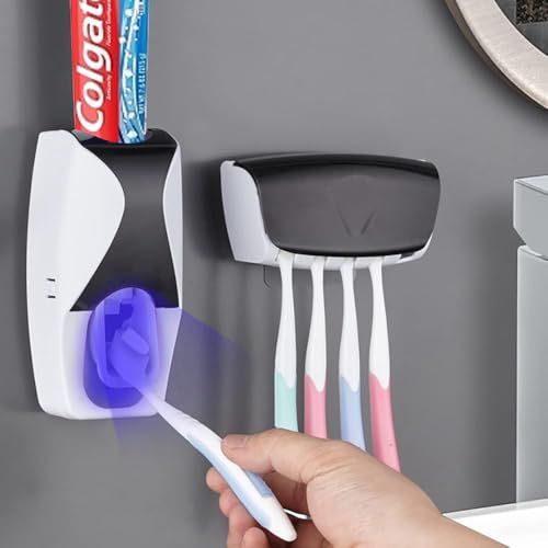 Image of Automatic Toothpaste Dispenser with Toothbrush Holder, Wall Mounted (Malti Colour)