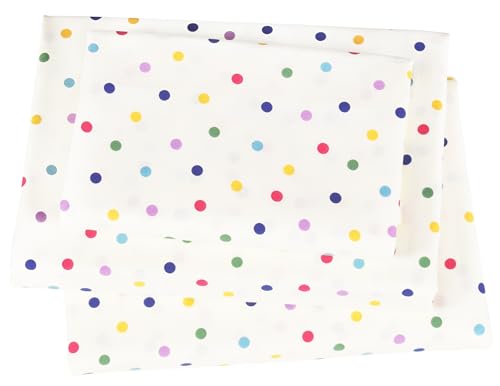 J pinno Colourful Little Dot Cute Polka Dot Girls Kids Twin Sheet Set Bedroom Decoration Gift 100% Cotton, Flat Sheet + Fitted Sheet + Pillowcase Bedding Set (Little Dots, Twin)