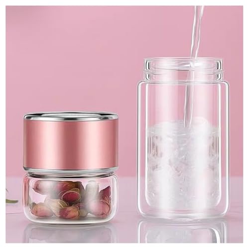 Image of Wosta Leakproof Glass Water Bottle with Stainless Steel Infuser Glass Tea Infuser Bottle with Strainer and Neoprene Sleeve for Loose Leaf Tea, Cold Brew Coffee. (F - GOLD, 350ML)