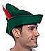 Spooktacular Creations Felt Robin Hood Hats with Feather, Alpine German Hat, Green Tyrolean Costume Accessory for Halloween Dress Up Party Favor, One Size Fits all for Adult