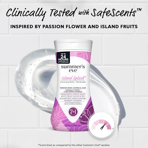 Image of Summer's Eve All-Over Daily Feminine Wash, Island Splash, 9 Fl Oz, 12 Pk | Summers Eve Feminine Wash, Gentle pH-Balanced Body Wash for Women, Feminine Care to Remove Vaginal Odor, Gynecologist Tested