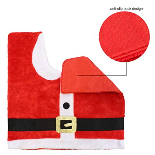 JOYIN 5 Pieces Christmas Theme Bathroom Decoration Set w/Toilet Seat Cover, Rugs, Tank Cover, Toilet Paper Box Cover and Santa Towel for Xmas Indoor Décor, Party Favors (Santa) by JOYIN - Image 5
