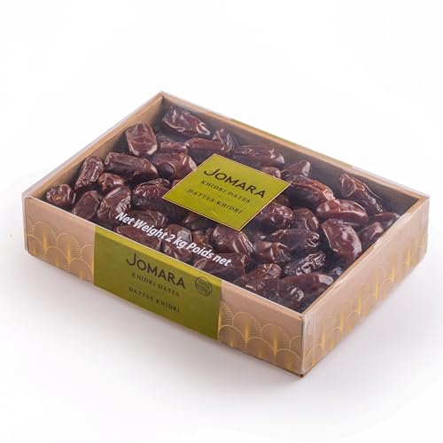 Jomara Khidri Whole Dates 4.4 lbs / 2kg – No Sugar Added, Natural Dried Dates from Saudi Arabia, High Fiber and Antioxidants, Vegan, Gluten Free, Paleo