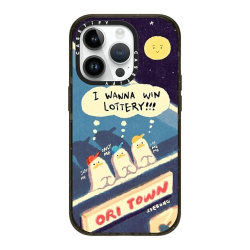 CASETiFY �C���p�N�g iPhone 14 Pro �P�[�X [MIL�K�i���� (4x MIL-STD-810G)/2.5m����̗����������N���A/MagSafe �ɑΉ�] - I WANNA WIN LOTTERY!!! - �u���b�N