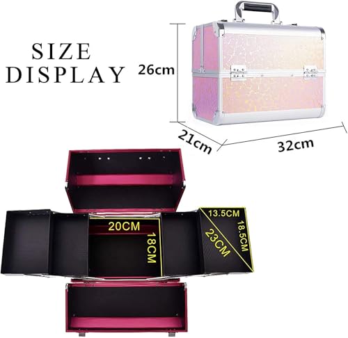 Image of Adson Professional Makeup Box Cosmetics Case Jewelry Organiser Vanity Make Up Storage Box Beauty Train Case Lockable with Keys (Cloudy Smoke Rose Gold)