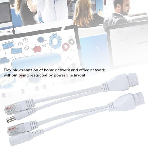 POE Adapter Cable, Water Proof Injector Splitter DC12V, IEEE802.3af, ABS, para Cámara IP, Punto de Acceso Inalámbrico, Red para Oficina o Hogar, 10/100Mbps (Blanco) miniatura 3